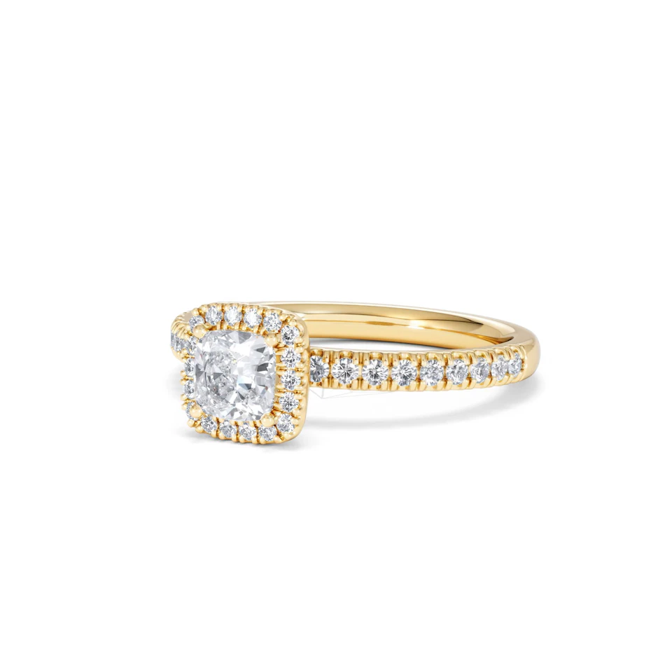 Beatrice Lab Diamond Halo Engagement Ring in 18K Gold 1ct F/VS1