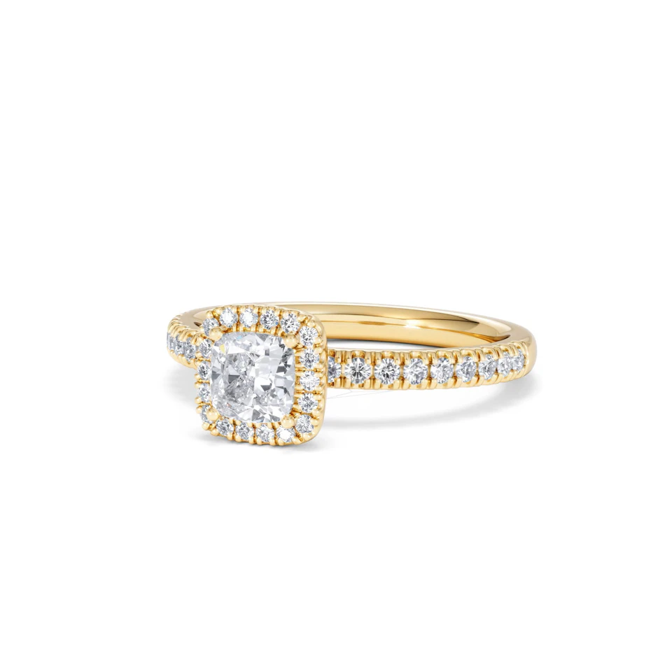 Beatrice Lab Diamond Halo Engagement Ring in 18K Gold 1ct F/VS1