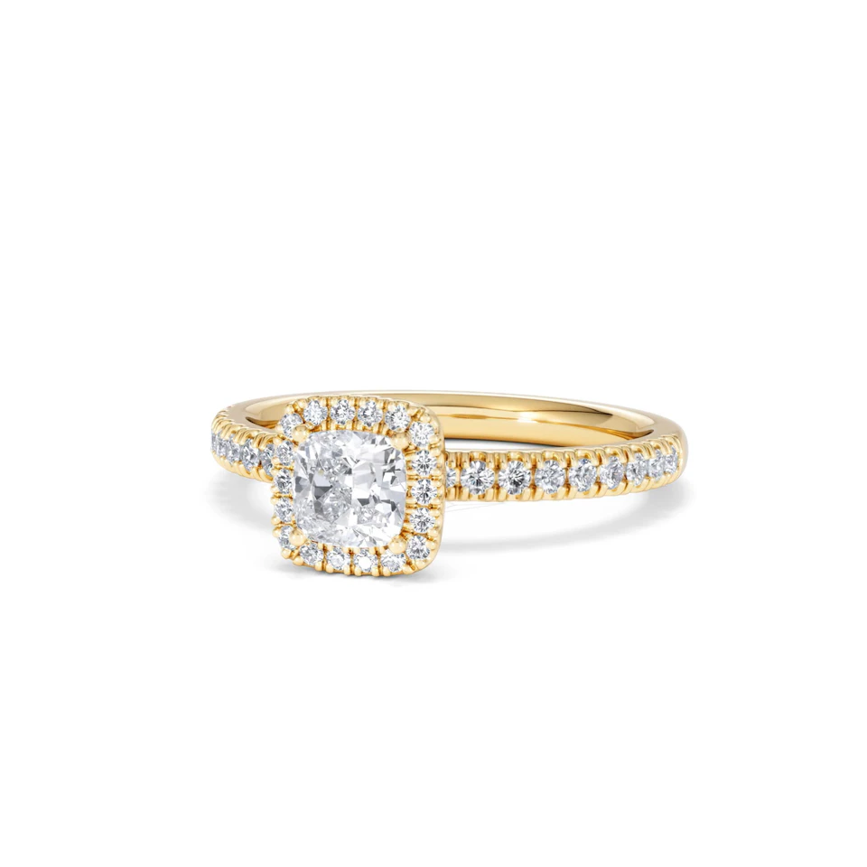 Beatrice Lab Diamond Halo Engagement Ring in 18K Gold 1ct F/VS1