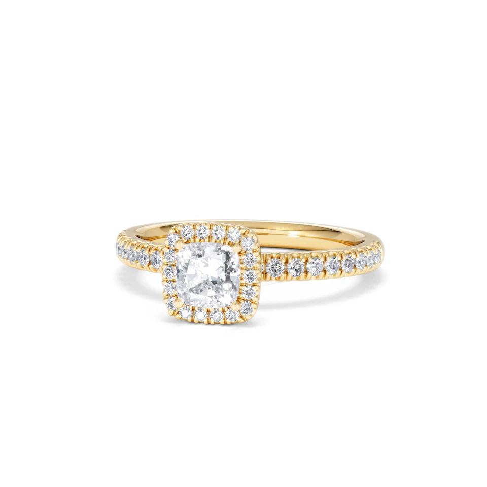 Beatrice Lab Diamond Halo Engagement Ring in 18K Gold 1ct F/VS1