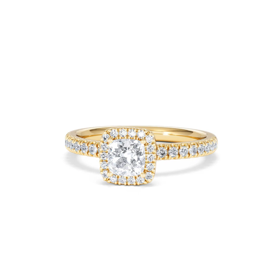 Beatrice Lab Diamond Halo Engagement Ring in 18K Gold 1ct F/VS1