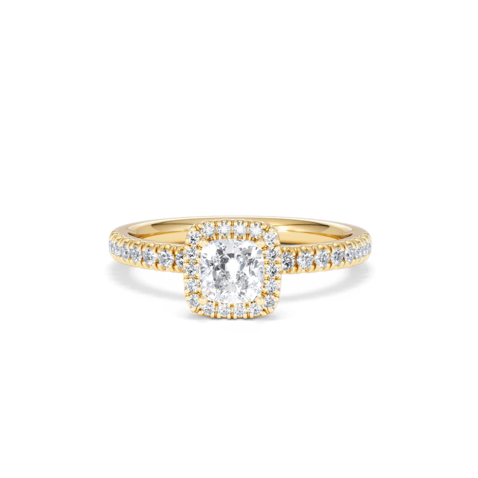 Beatrice Lab Diamond Halo Engagement Ring in 18K Gold 1ct F/VS1