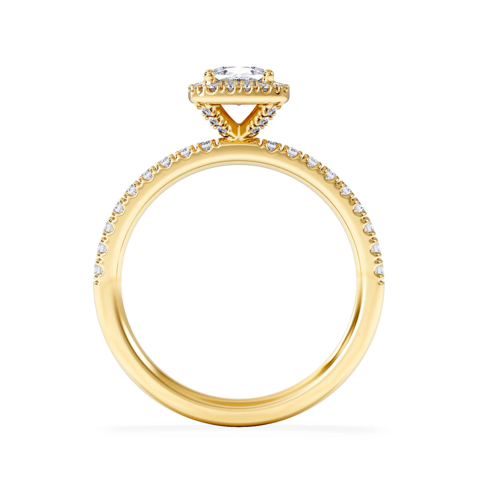 Beatrice Lab Diamond Halo Engagement Ring in 18K Gold 1ct F/VS1
