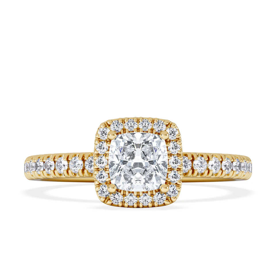 Beatrice Lab Diamond Halo Engagement Ring in 18K Gold 1ct F/VS1