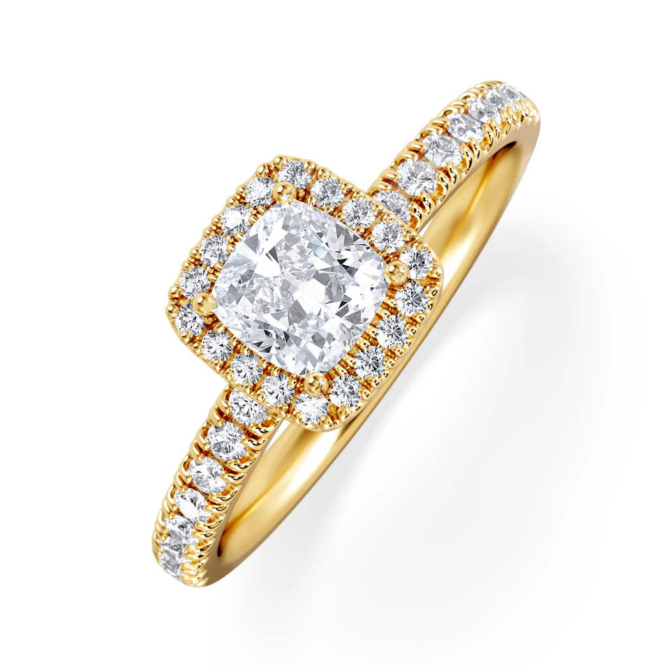 Beatrice Diamond Halo Engagement Ring in 18K Gold 1ct G/SI2