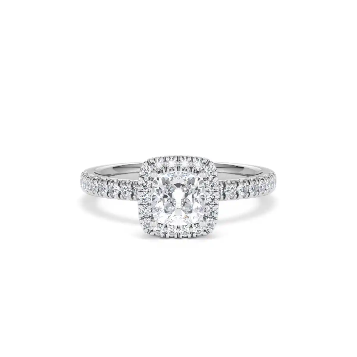 Beatrice GIA Diamond Halo Engagement Ring 18K White Gold 1.25ct G/SI2
