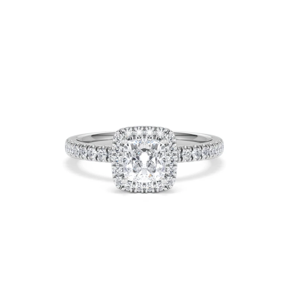 Beatrice GIA Diamond Halo Engagement Ring in Platinum 1.25ct G/SI2