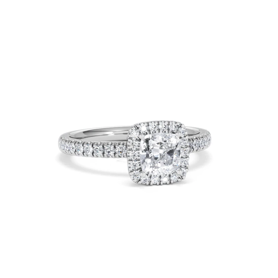 Beatrice GIA Diamond Halo Engagement Ring in Platinum 1.25ct G/VS2