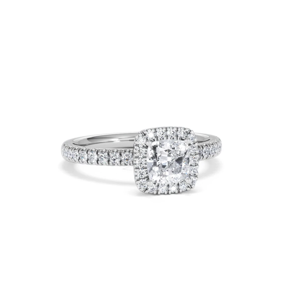 Beatrice GIA Diamond Halo Engagement Ring in Platinum 1.25ct G/SI2