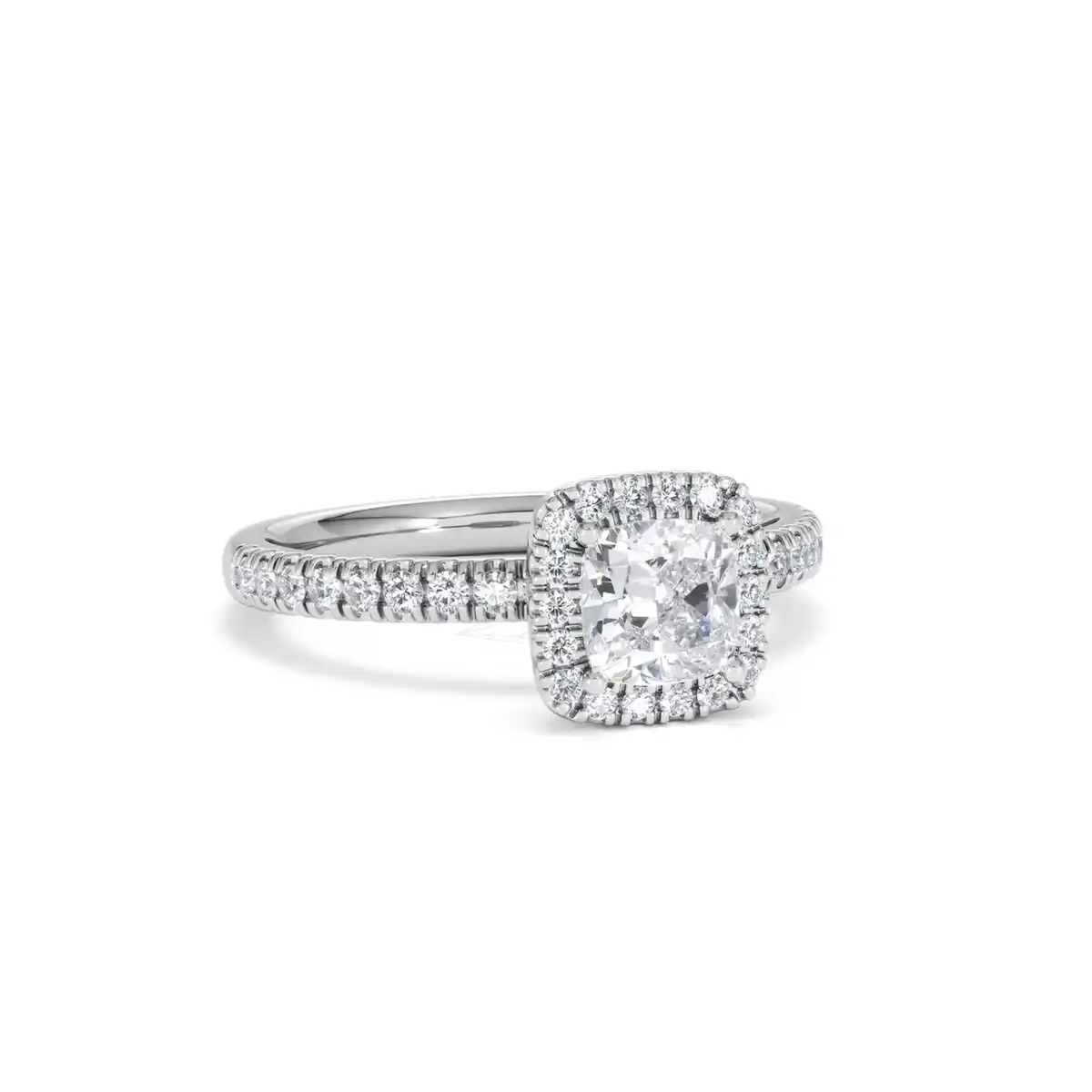 Beatrice GIA Diamond Halo Engagement Ring 18K White Gold 1.25ct G/SI2