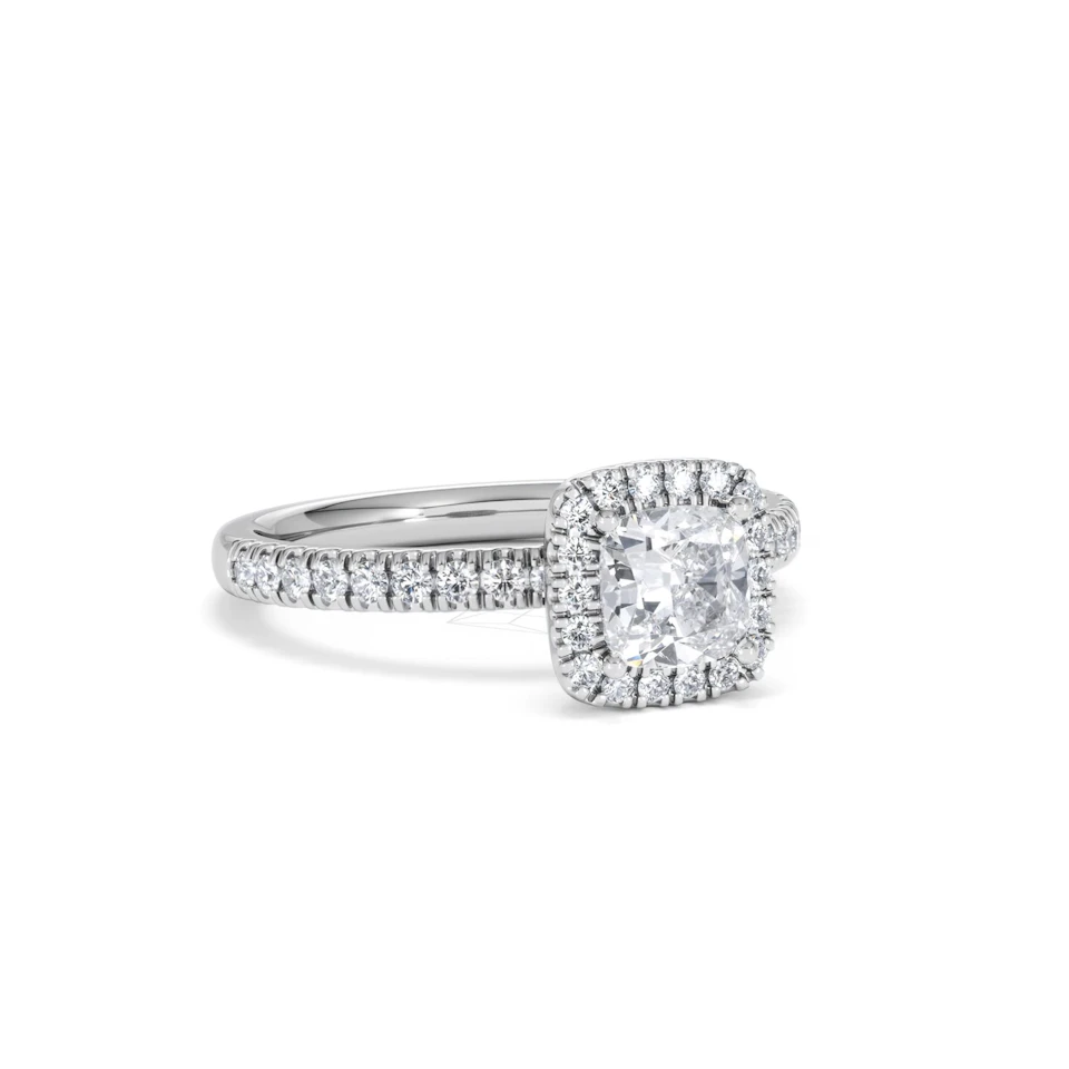 Beatrice GIA Diamond Halo Engagement Ring in Platinum 1.25ct G/VS2