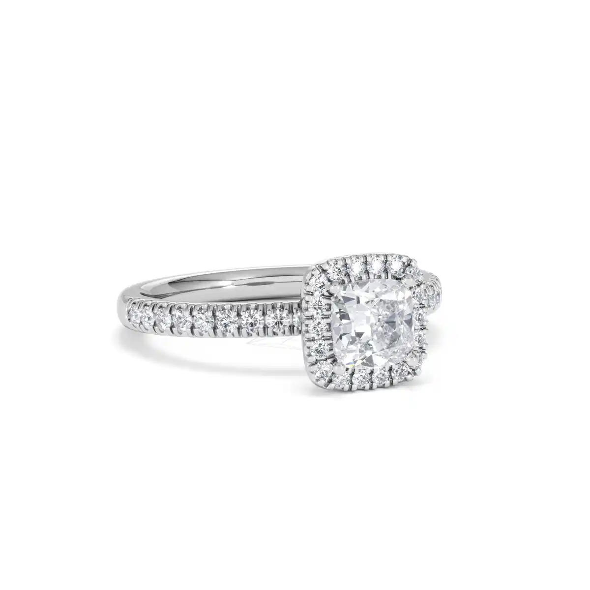 Beatrice GIA Diamond Halo Engagement Ring 18K White Gold 1.25ct G/SI2