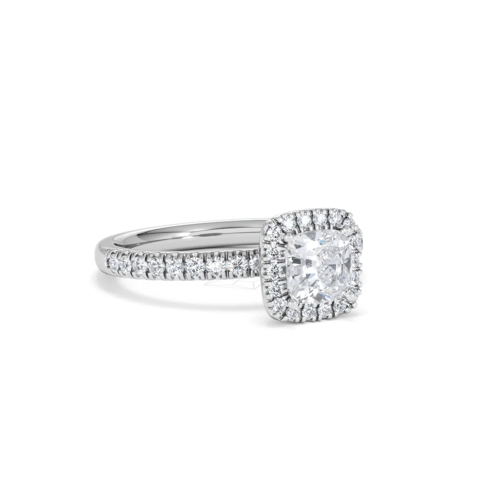 Beatrice GIA Diamond Halo Engagement Ring in Platinum 1.25ct G/SI2
