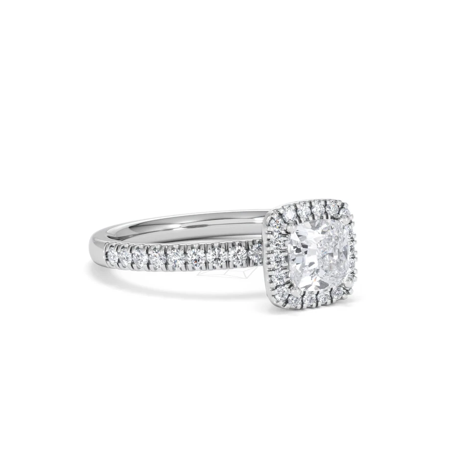 Beatrice GIA Diamond Halo Engagement Ring in Platinum 1.25ct G/VS2