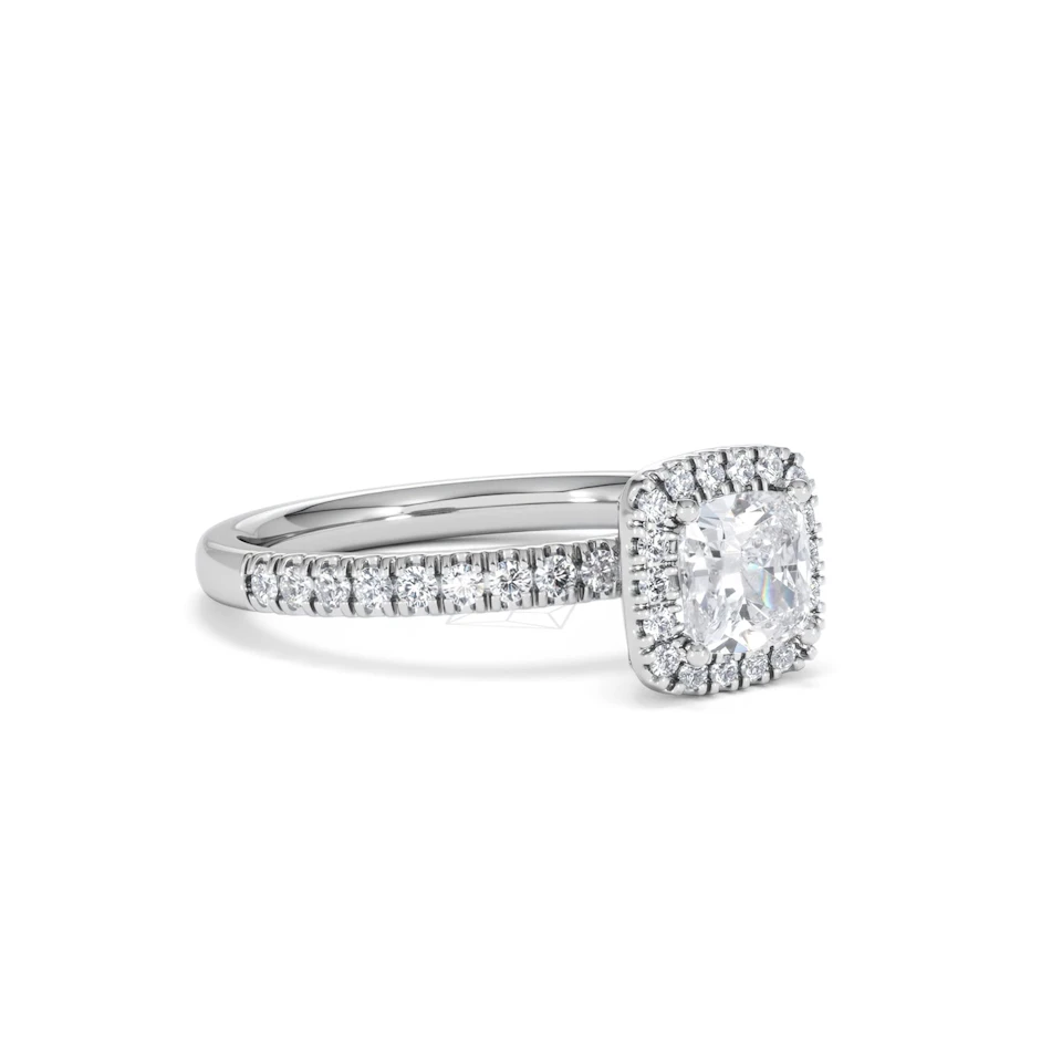 Beatrice GIA Diamond Halo Engagement Ring 18K White Gold 1.25ct G/SI2