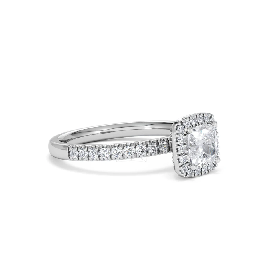 Beatrice GIA Diamond Halo Engagement Ring 18K White Gold 1.25ct G/SI2