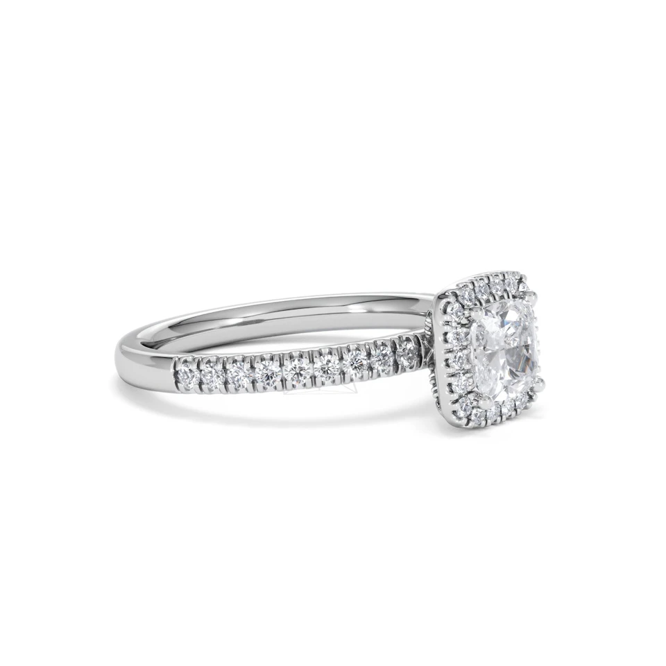 Beatrice GIA Diamond Halo Engagement Ring in Platinum 1.25ct G/SI2