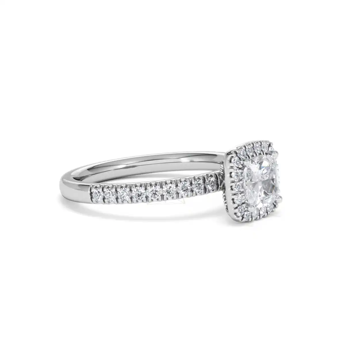 Beatrice GIA Diamond Halo Engagement Ring 18K White Gold 1.25ct G/SI2