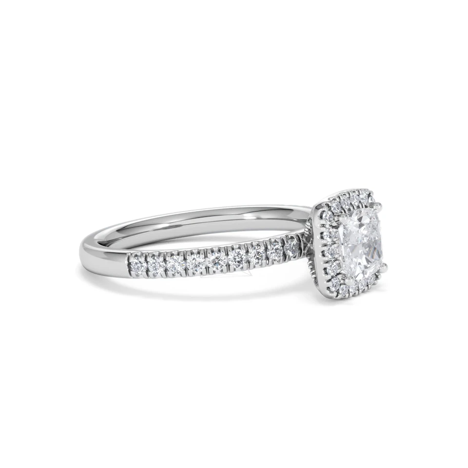 Beatrice GIA Diamond Halo Engagement Ring in Platinum 1.25ct G/VS2