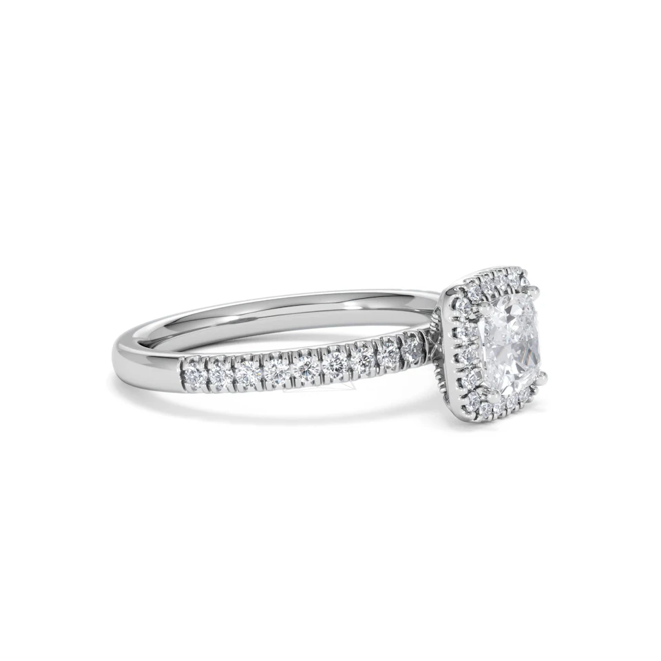 Beatrice GIA Diamond Halo Engagement Ring 18K White Gold 1.25ct G/SI2