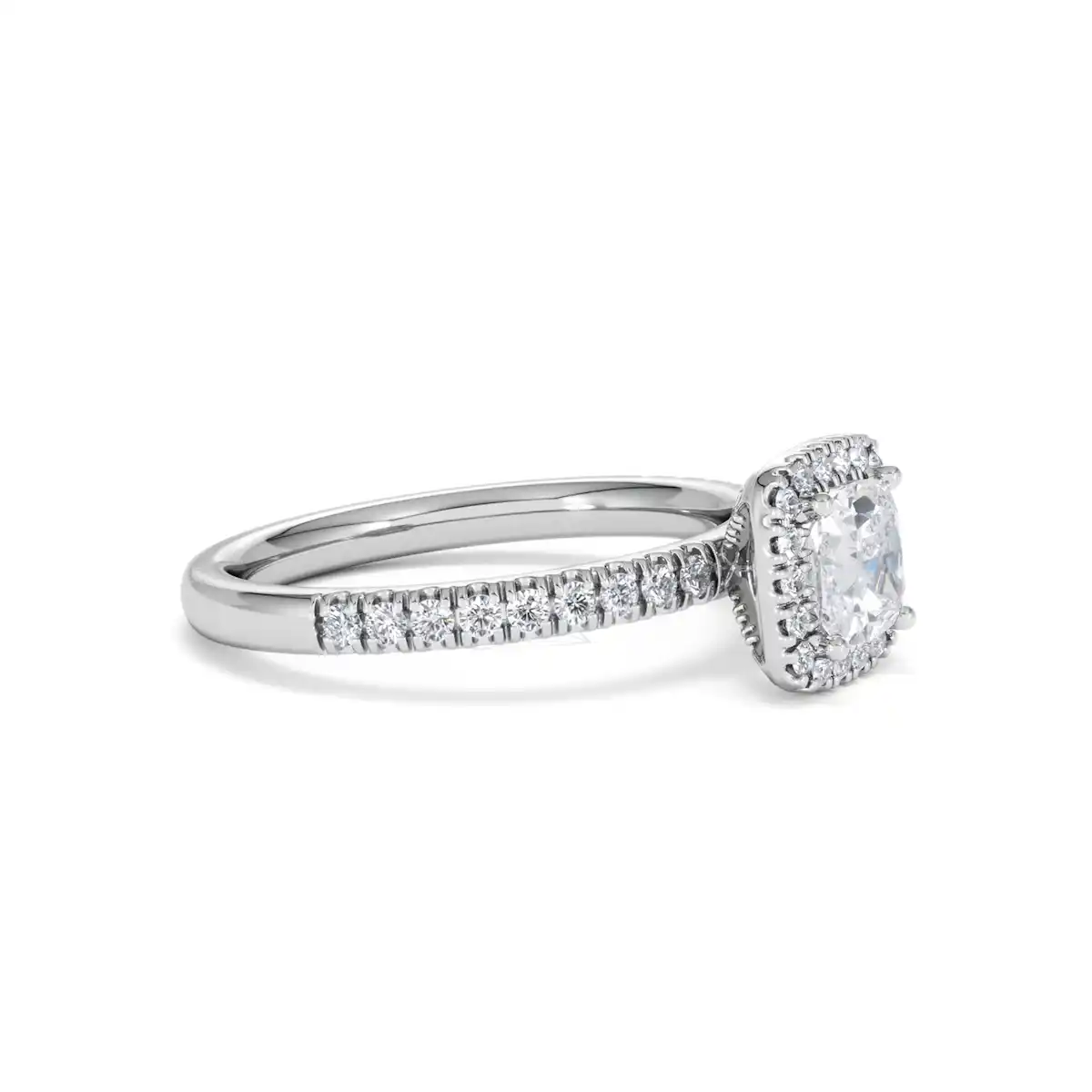 Beatrice GIA Diamond Halo Engagement Ring 18K White Gold 1.25ct G/SI2