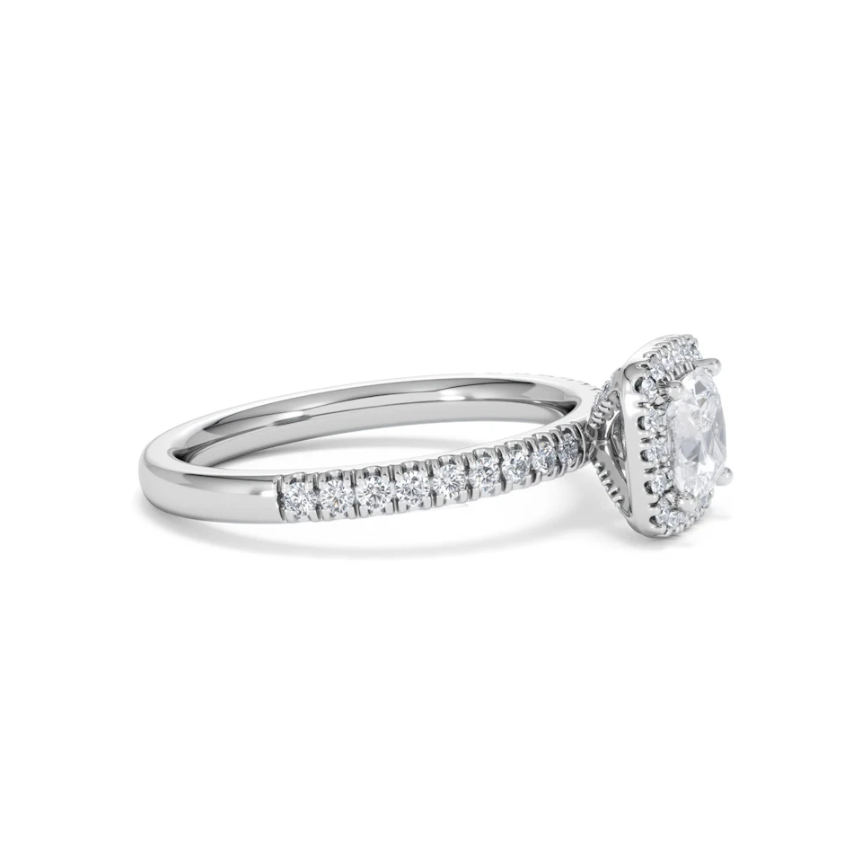 Beatrice GIA Diamond Halo Engagement Ring 18K White Gold 1.25ct G/SI2