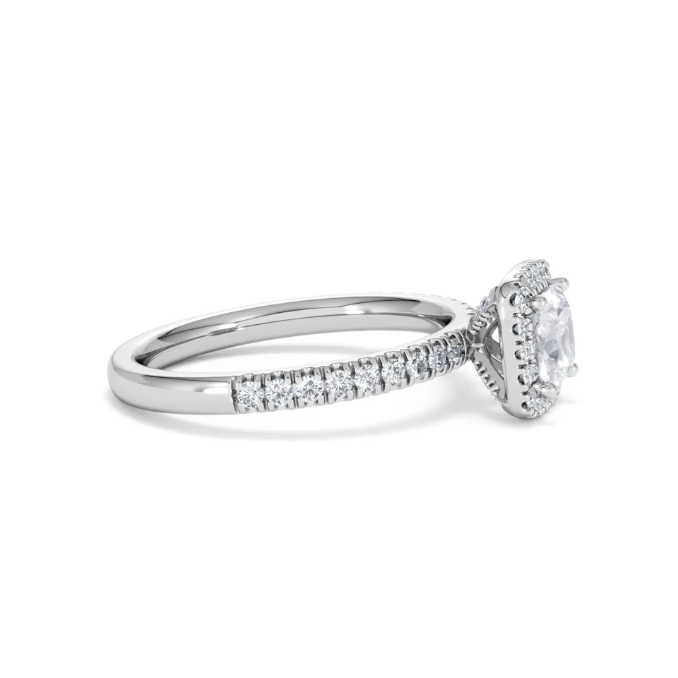 Beatrice GIA Diamond Halo Engagement Ring 18K White Gold 1.25ct G/SI2