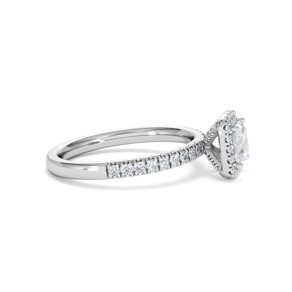 Beatrice GIA Diamond Halo Engagement Ring 18K White Gold 1.25ct G/SI2
