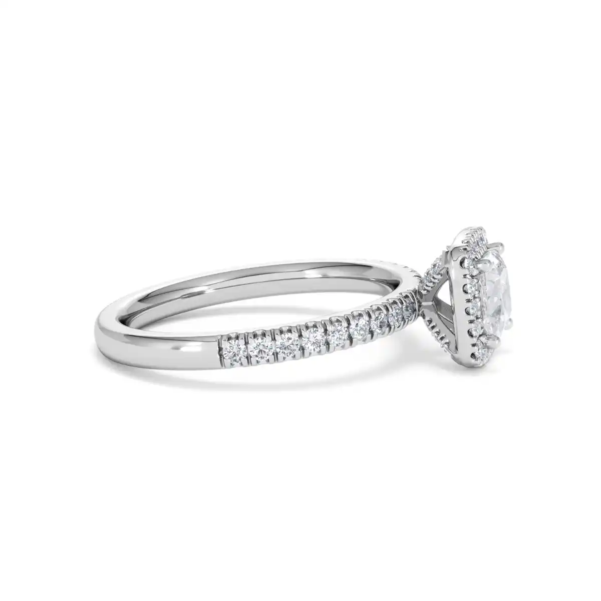 Beatrice GIA Diamond Halo Engagement Ring 18K White Gold 1.25ct G/SI2