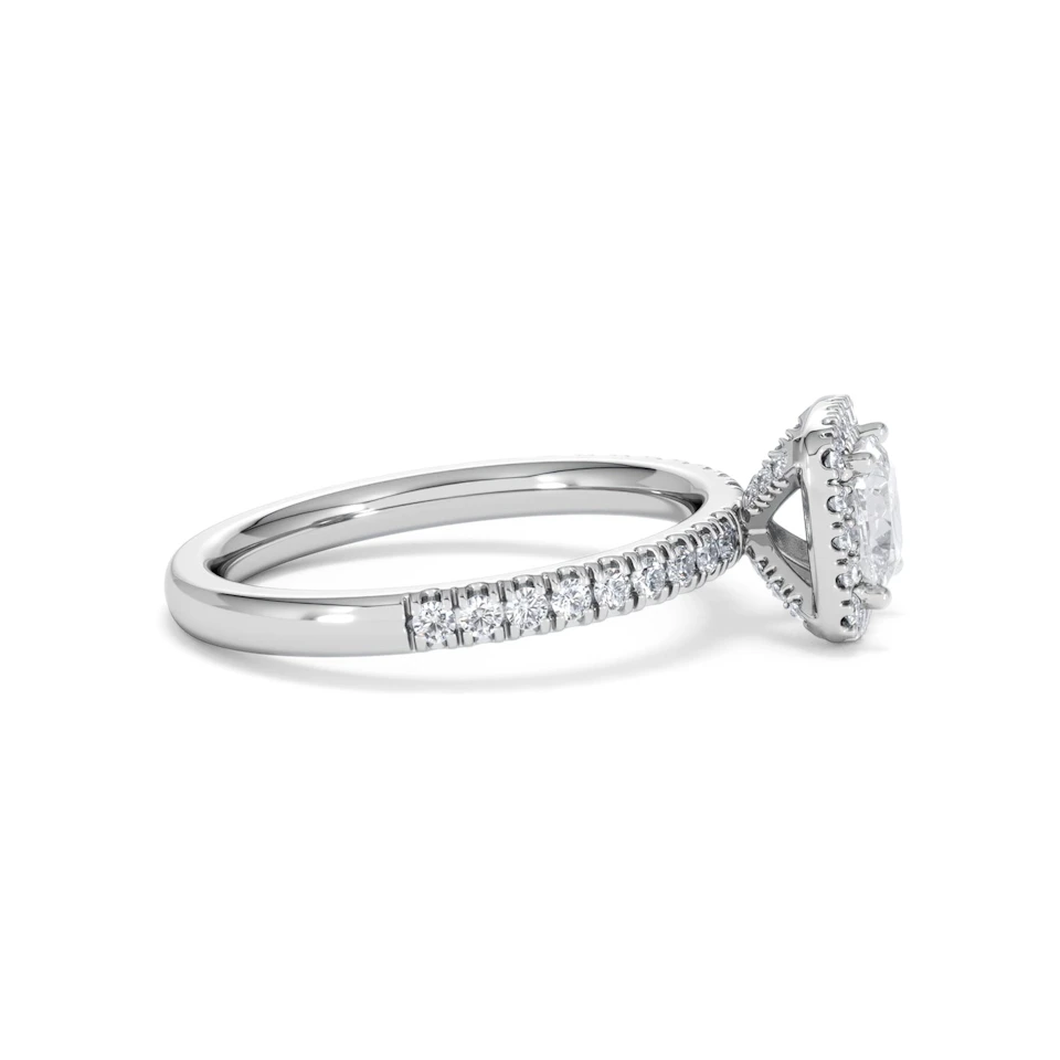 Beatrice GIA Diamond Halo Engagement Ring 18K White Gold 1.25ct G/SI2