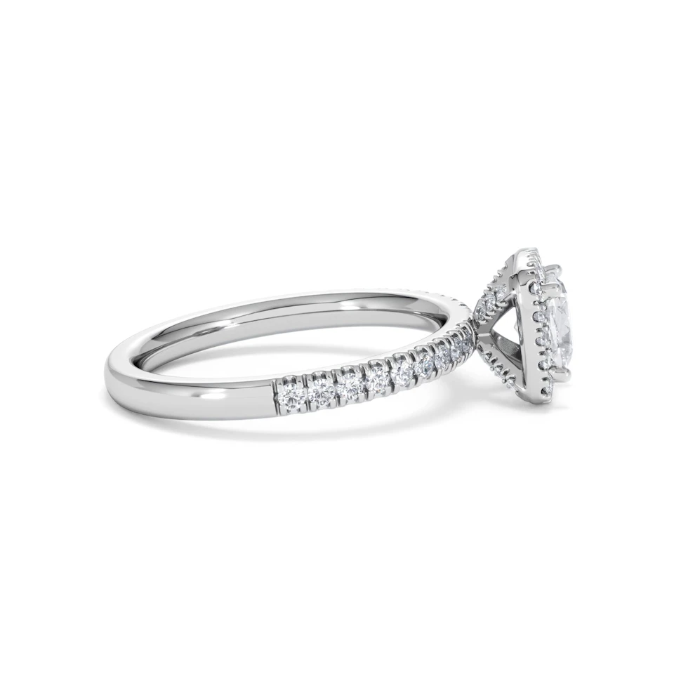 Beatrice GIA Diamond Halo Engagement Ring in Platinum 1.25ct G/SI2