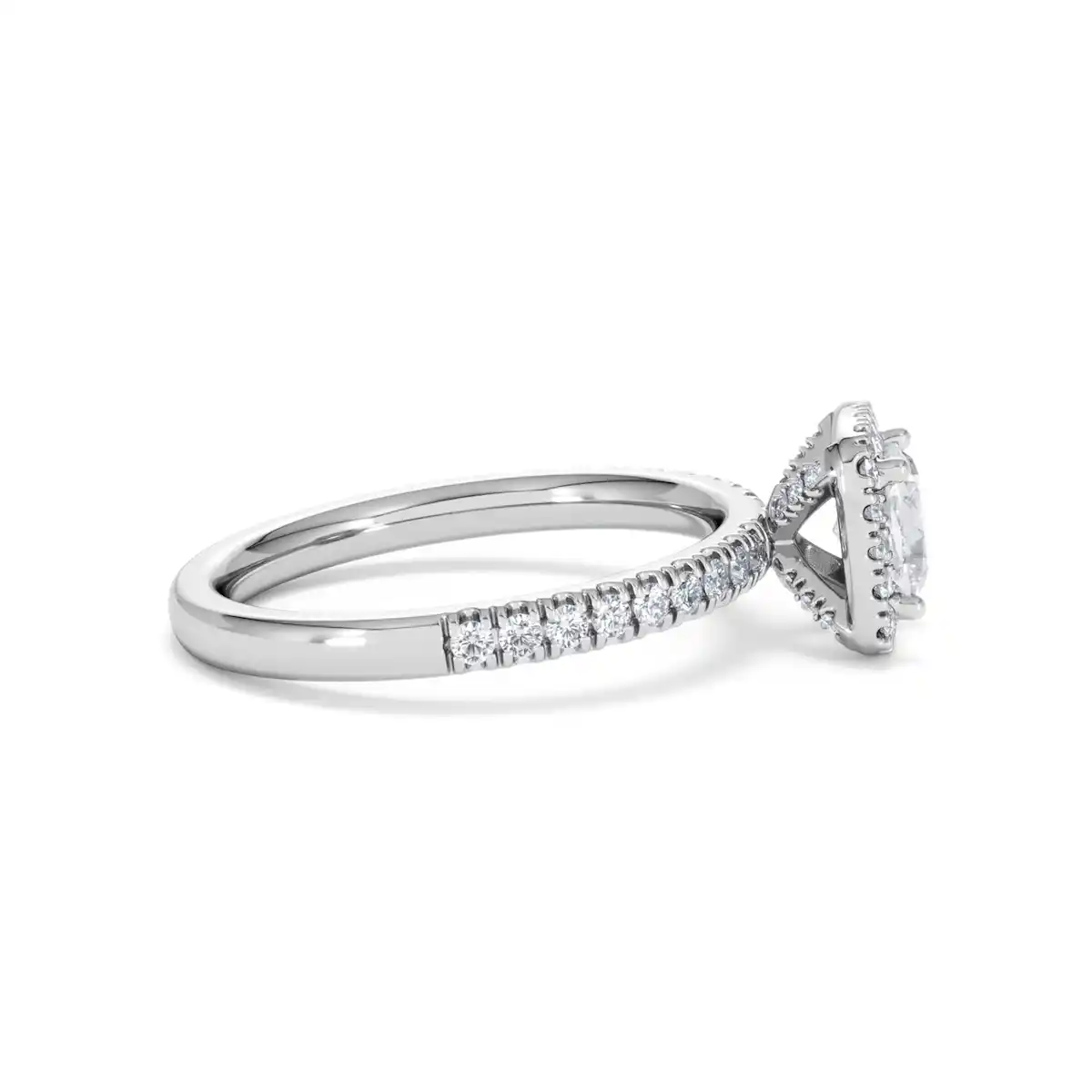 Beatrice GIA Diamond Halo Engagement Ring 18K White Gold 1.25ct G/SI2
