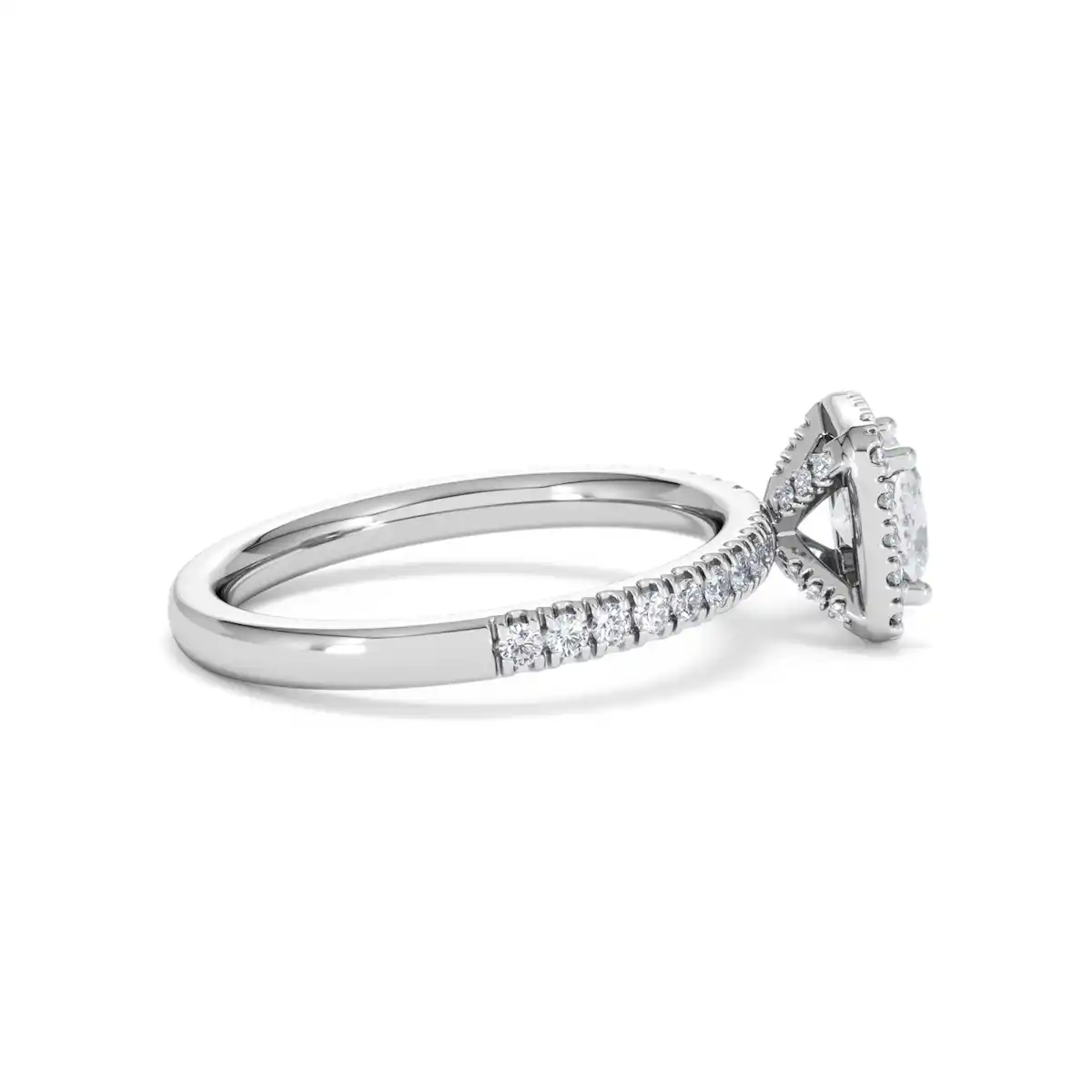 Beatrice GIA Diamond Halo Engagement Ring 18K White Gold 1.25ct G/SI2