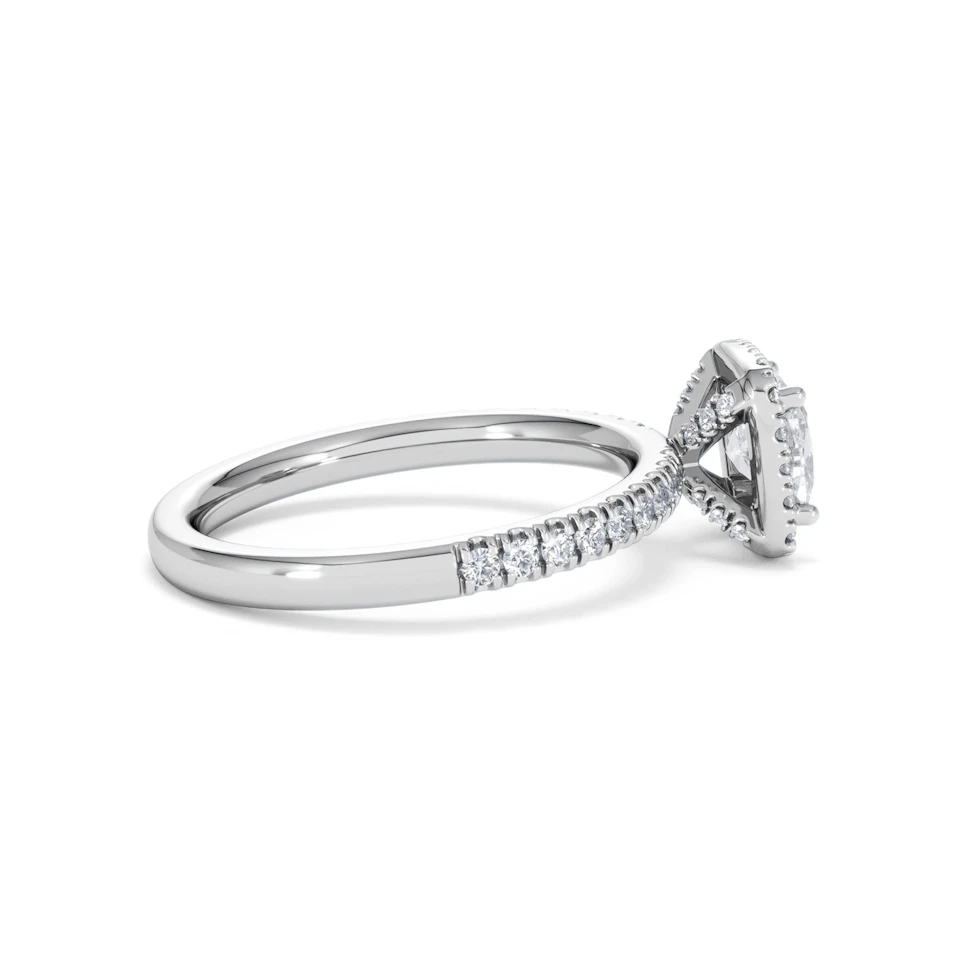 Beatrice GIA Diamond Halo Engagement Ring 18K White Gold 1.25ct G/SI2