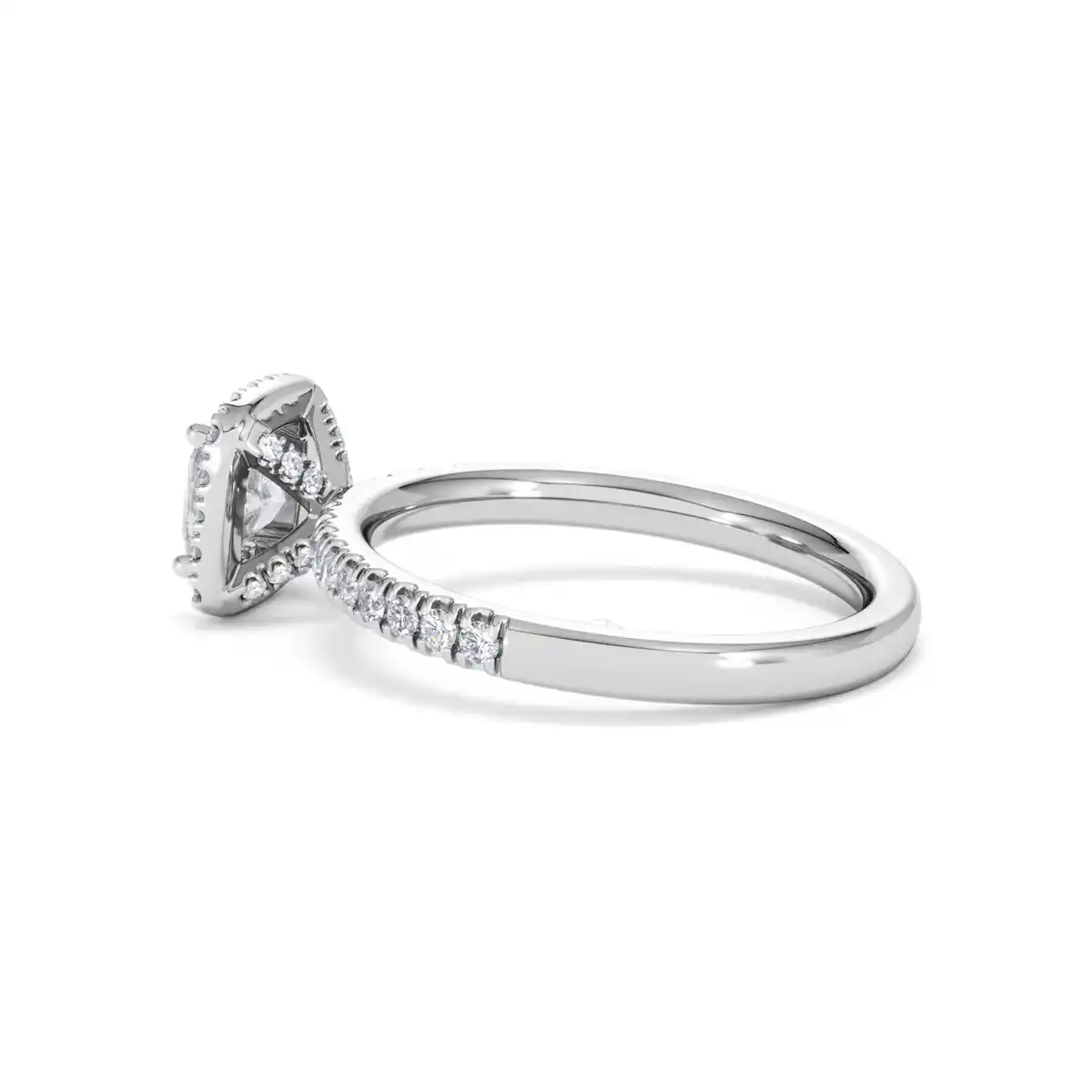 Beatrice GIA Diamond Halo Engagement Ring 18K White Gold 1.25ct G/SI2