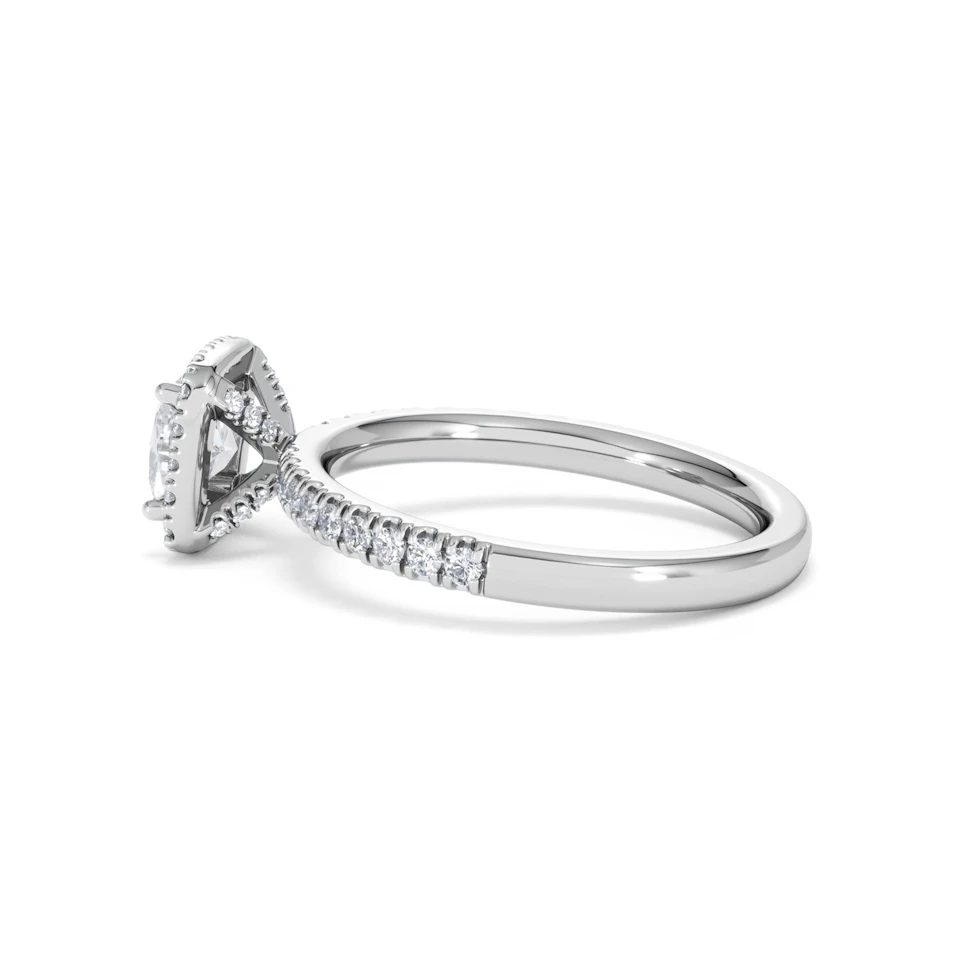 Beatrice GIA Diamond Halo Engagement Ring 18K White Gold 1.25ct G/SI2