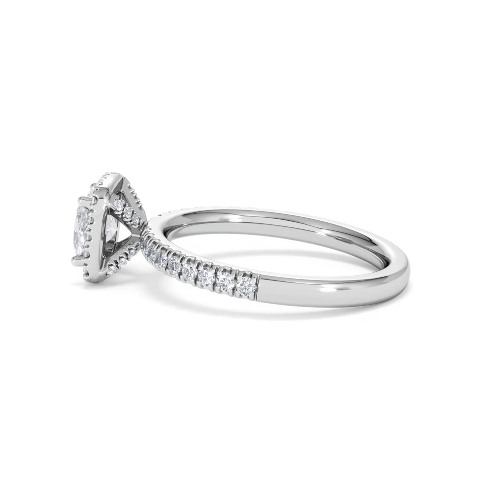 Beatrice GIA Diamond Halo Engagement Ring in Platinum 1.25ct G/VS2