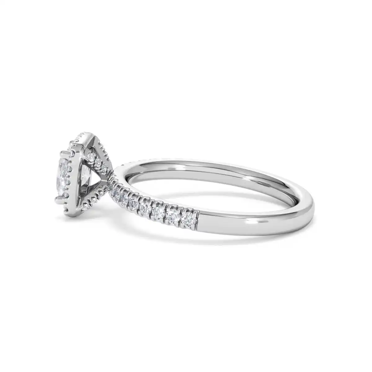 Beatrice GIA Diamond Halo Engagement Ring 18K White Gold 1.25ct G/SI2