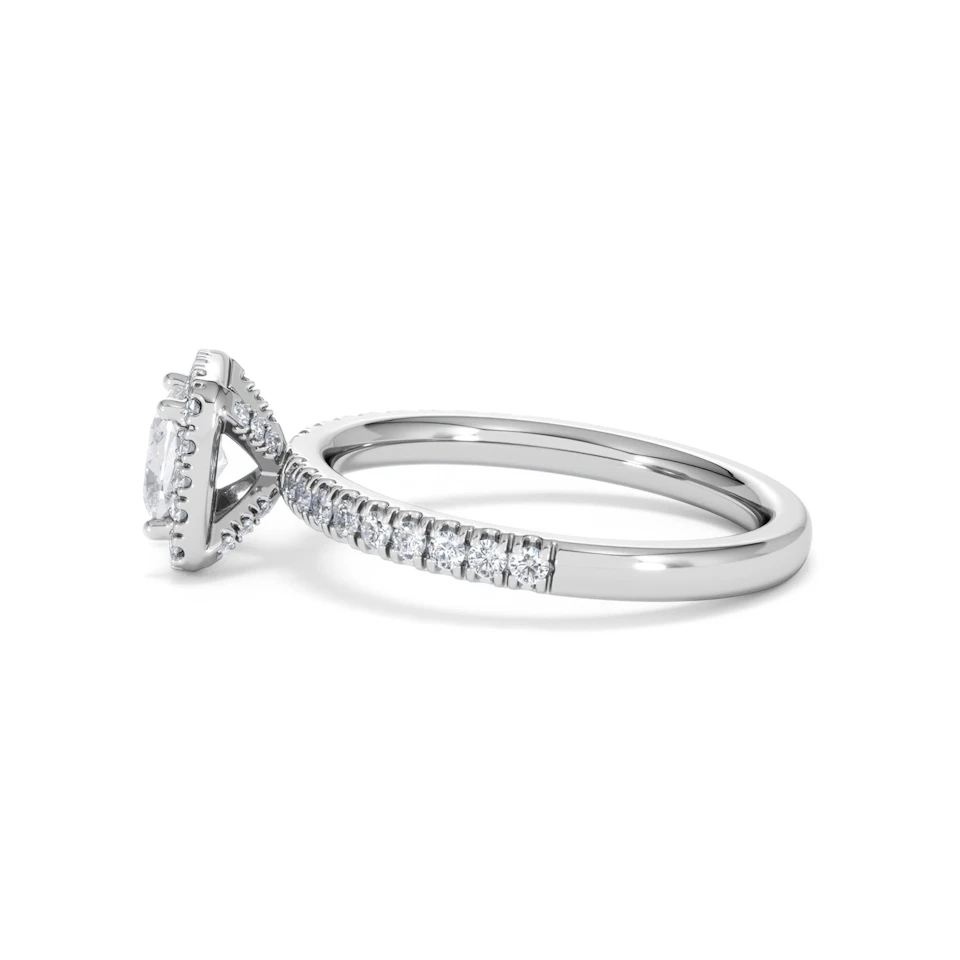 Beatrice GIA Diamond Halo Engagement Ring 18K White Gold 1.25ct G/SI2