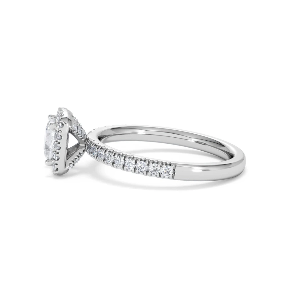 Beatrice GIA Diamond Halo Engagement Ring in Platinum 1.25ct G/VS2