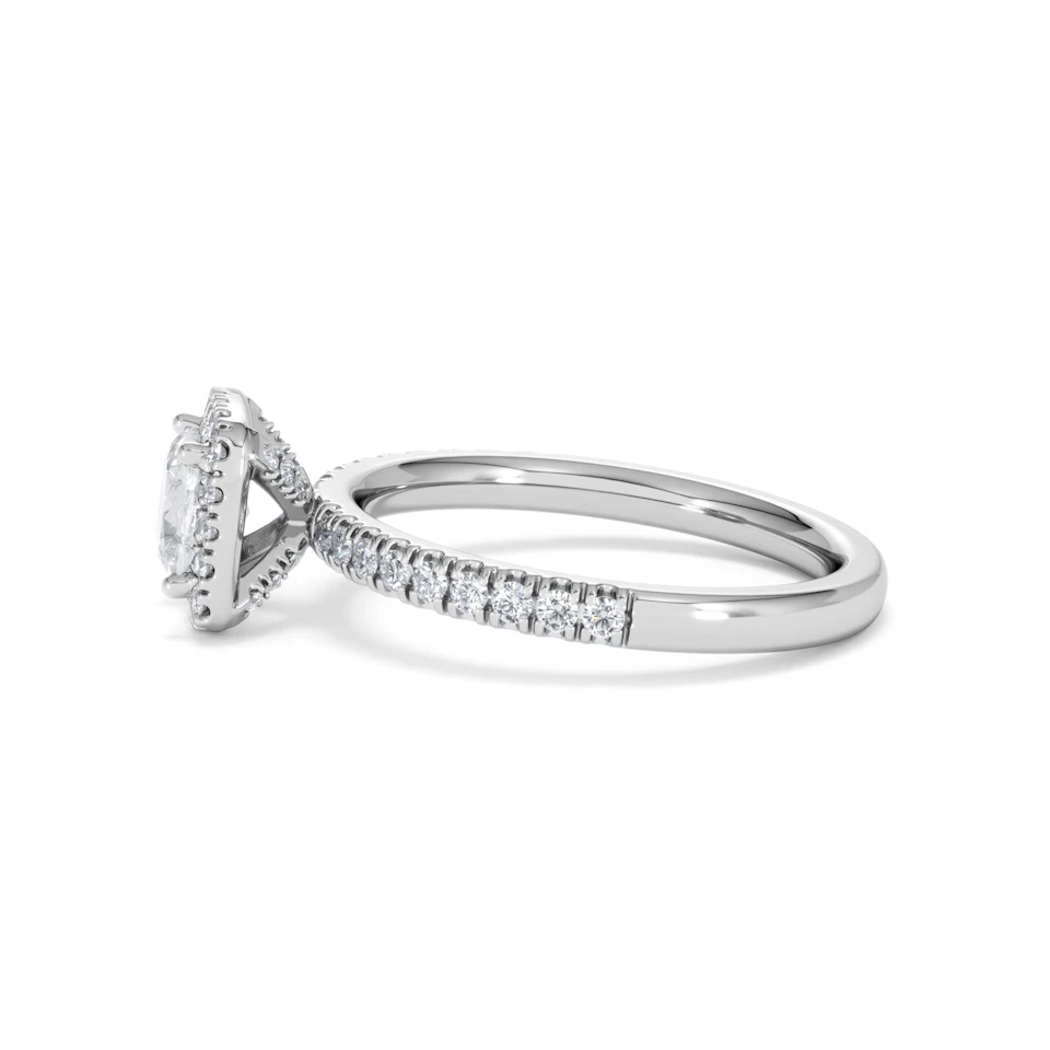 Beatrice GIA Diamond Halo Engagement Ring 18K White Gold 1.25ct G/SI2
