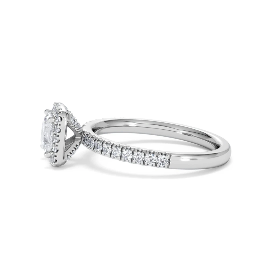 Beatrice GIA Diamond Halo Engagement Ring in Platinum 1.25ct G/VS2