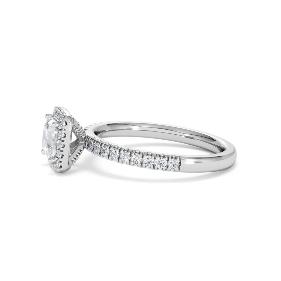 Beatrice GIA Diamond Halo Engagement Ring 18K White Gold 1.25ct G/SI2