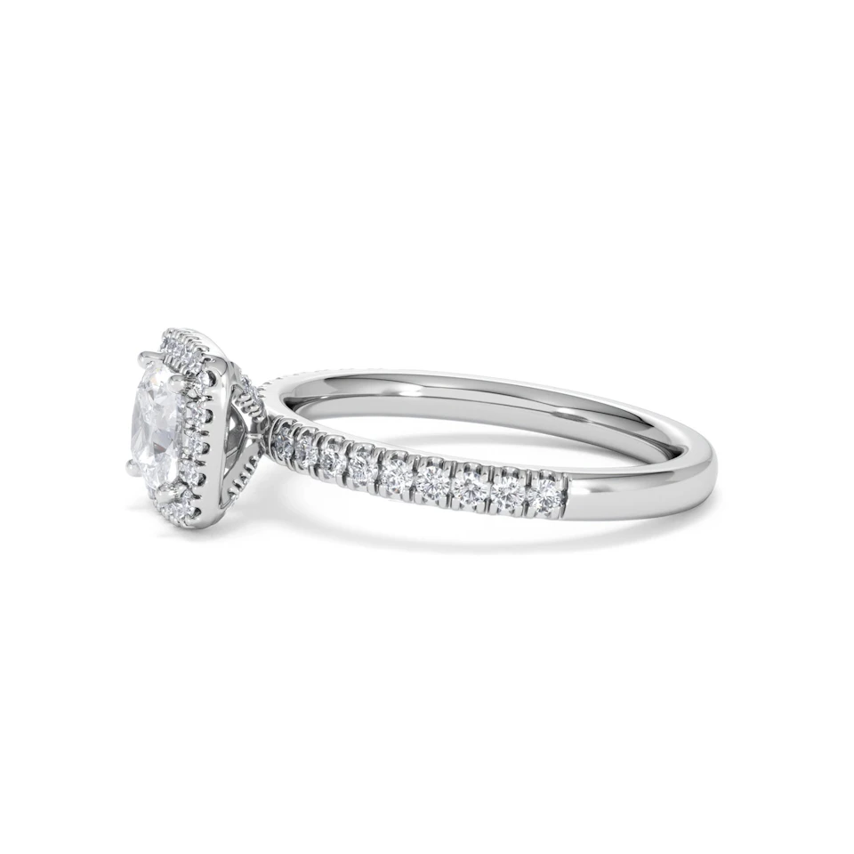Beatrice GIA Diamond Halo Engagement Ring 18K White Gold 1.25ct G/SI2