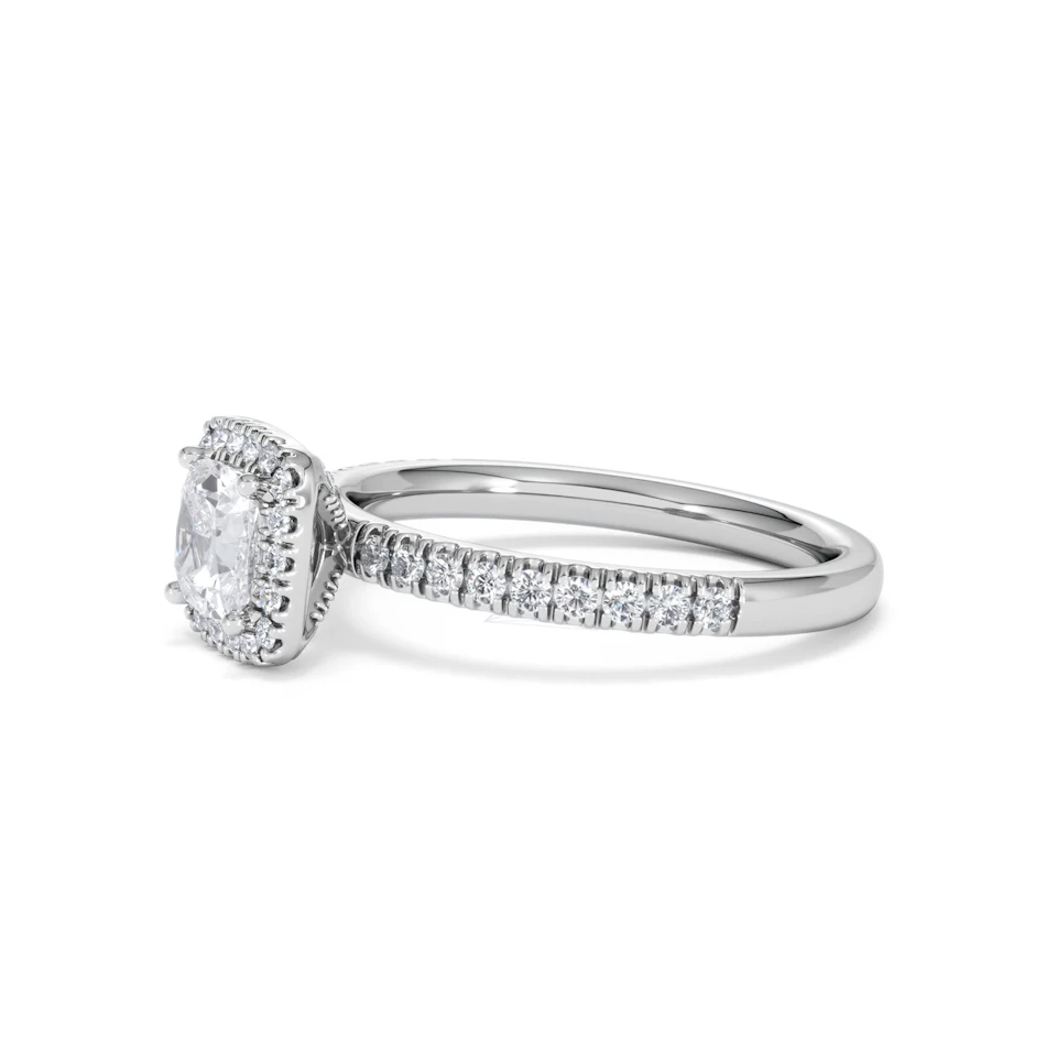 Beatrice GIA Diamond Halo Engagement Ring 18K White Gold 1.25ct G/SI2