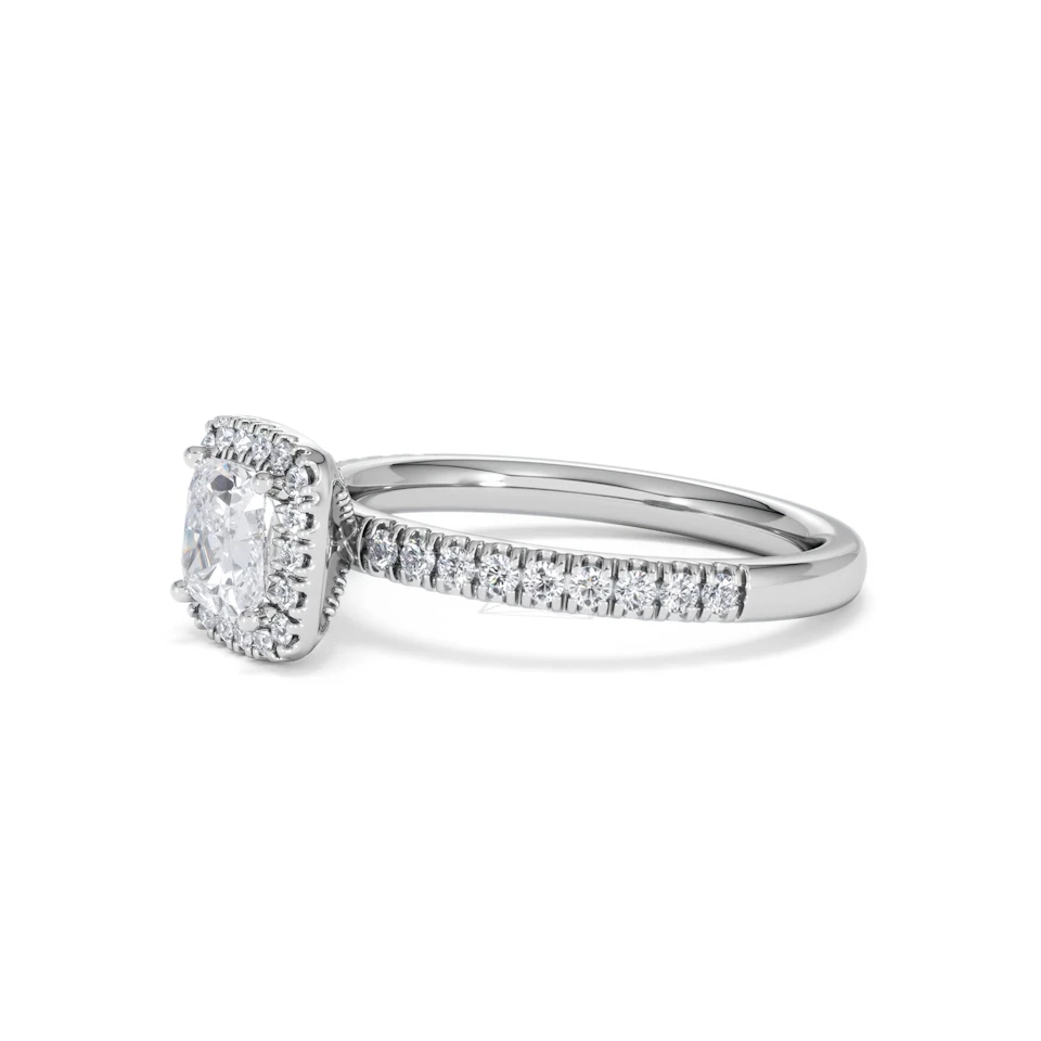 Beatrice GIA Diamond Halo Engagement Ring in Platinum 1.25ct G/VS2