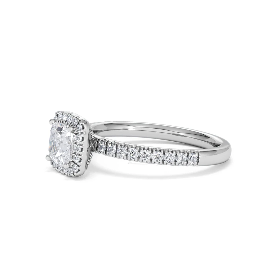 Beatrice GIA Diamond Halo Engagement Ring 18K White Gold 1.25ct G/SI2