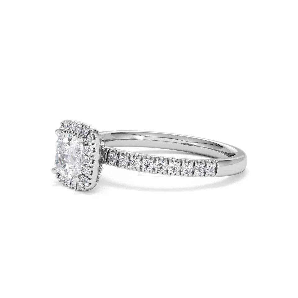 Beatrice GIA Diamond Halo Engagement Ring 18K White Gold 1.25ct G/SI2