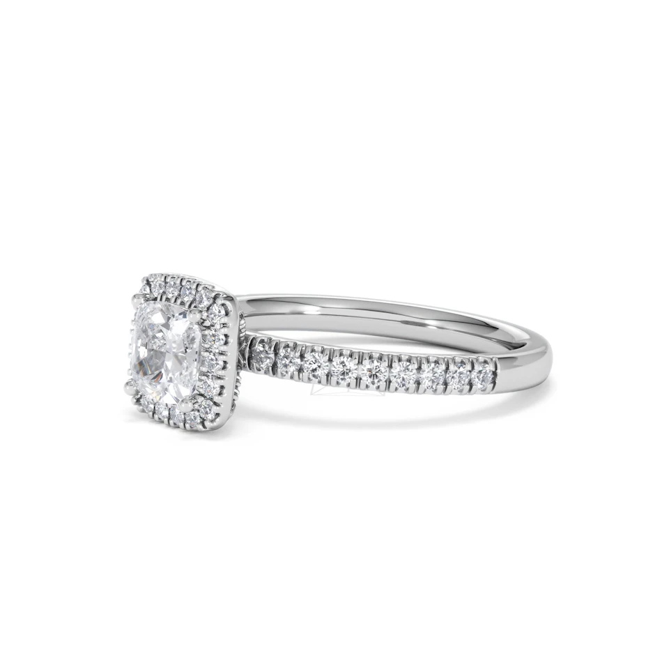 Beatrice GIA Diamond Halo Engagement Ring in Platinum 1.25ct G/VS2