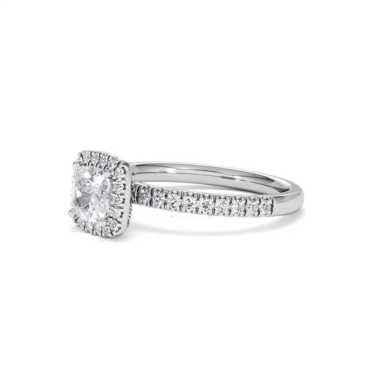 Beatrice GIA Diamond Halo Engagement Ring 18K White Gold 1.25ct G/SI2
